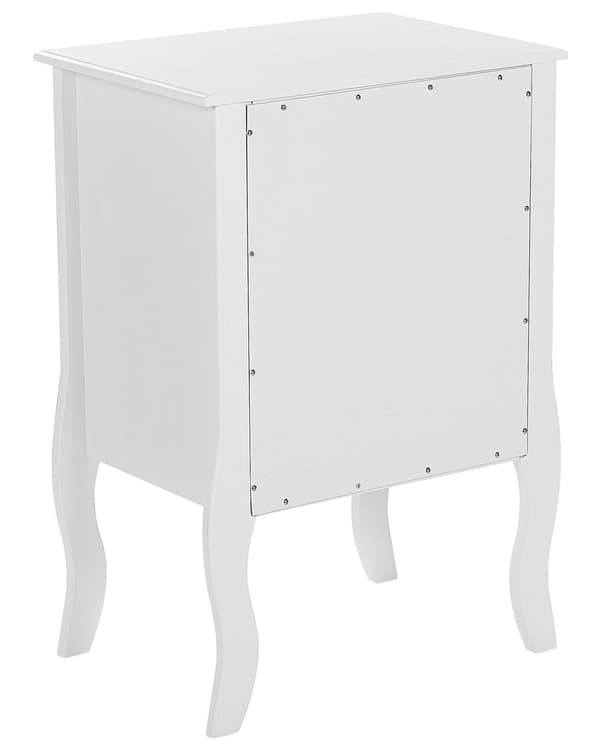 Nattbord Hvit MDF Oppbevaringshylle med skuffer Svingete Cabriole-ben Håndtak med metallknott Scandinavian Design