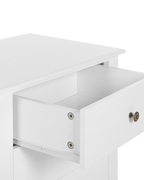 Nattbord Hvit MDF 3 Oppbevaringsskuffer Svingete Cabriole-ben Håndtak Metallknotter Skandinavisk Design