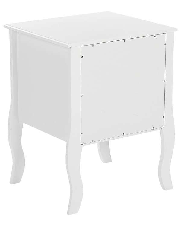Nattbord Hvit MDF 2 Oppbevaringsskuffer Svingete Cabriole-ben Håndtak Metallknotter Skandinavisk Design