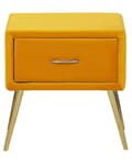 Miniatyrbilde 4 av 8: Nattbord Gul Fløyelstrekk 1 Skuff Minimalistisk Design Soveromsmøbler