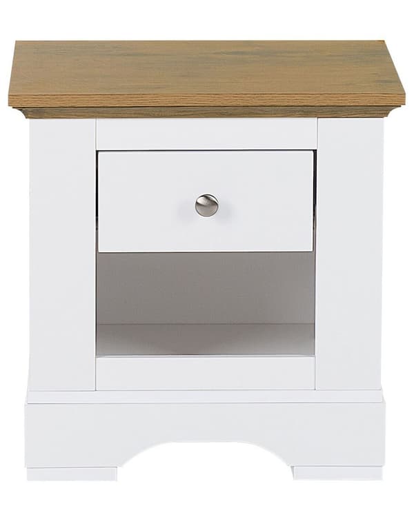 Nattbord Hvit Metall MDF-plate 50 x 48 x 40 cm Rustikk Elegant Skuff Soverom Minimalistisk