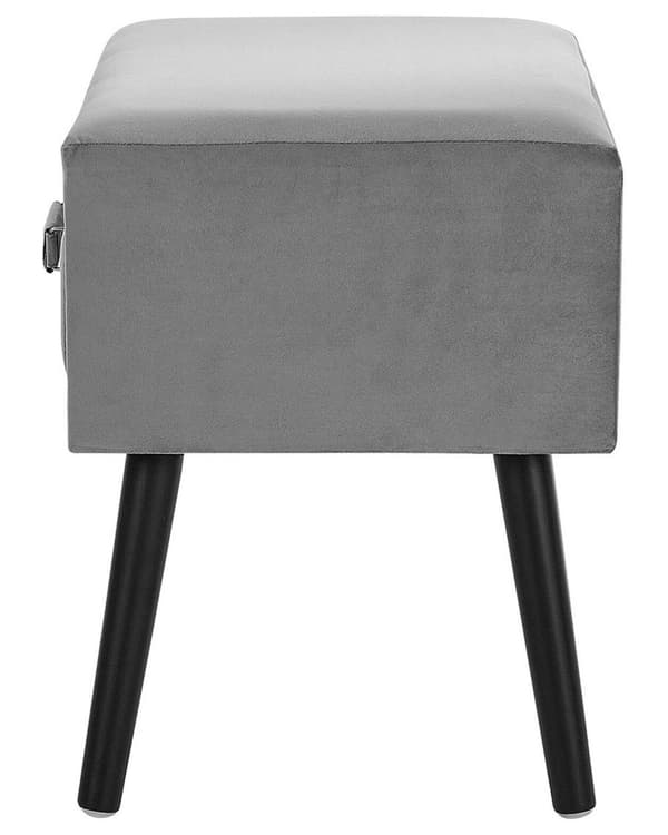 Nattbord Grå Svart Kordfløyel 46 x 50 x 35 cm Sidebord med skuff Formet som en koffert Innredning Oppbevaring Soverom Moderne