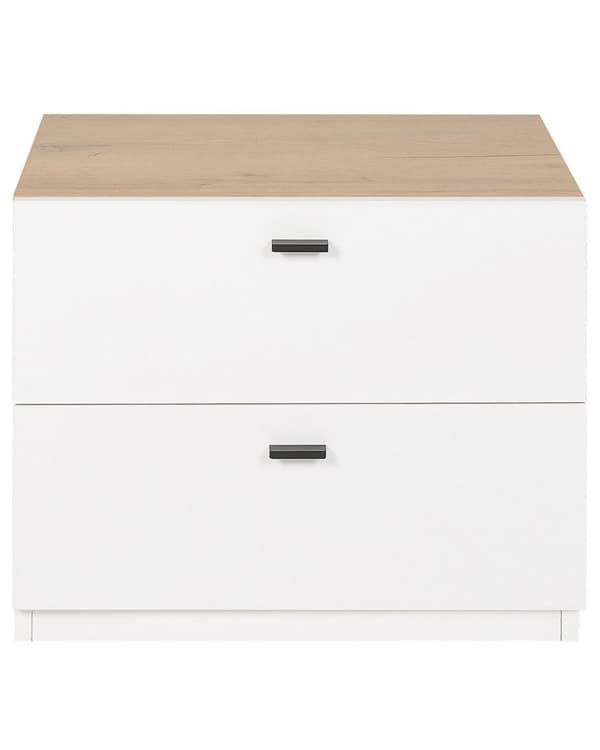 Nattbord Hvit Lyst tre MDF 2 skuffer Skandinavisk stil Moderne Oppbevaring Soverom
