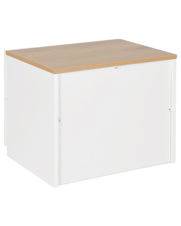 Nattbord Hvit Lyst tre MDF 2 skuffer Skandinavisk stil Moderne Oppbevaring Soverom
