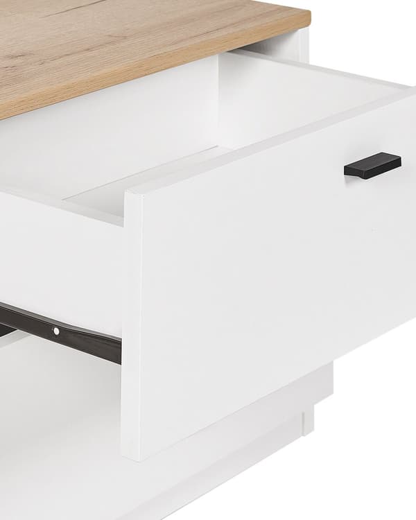 Nattbord Hvit Lyst tre MDF 2 skuffer Skandinavisk stil Moderne Oppbevaring Soverom