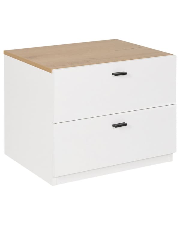 Nattbord Hvit Lyst tre MDF 2 skuffer Skandinavisk stil Moderne Oppbevaring Soverom