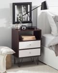 Miniatyrbilde 2 av 9: Nattbord Mørkt tre Hvit MDF Trefiberplate 2 skuffer 1 hylle Moderne design Småbord Soverom