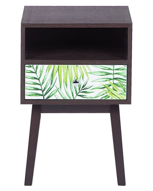 Nattbord Mørkt tre med Blomstermønster 1 Skuff Tre Moderne design