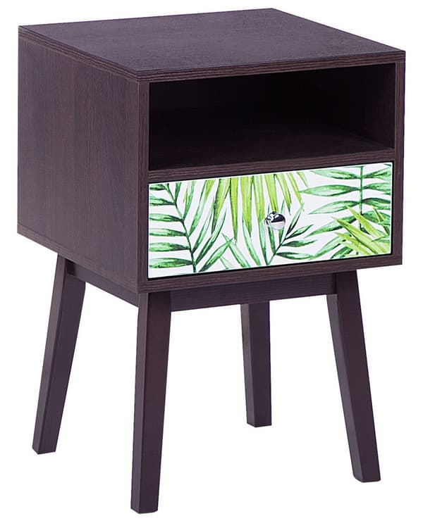 Nattbord Mørkt tre med Blomstermønster 1 Skuff Tre Moderne design