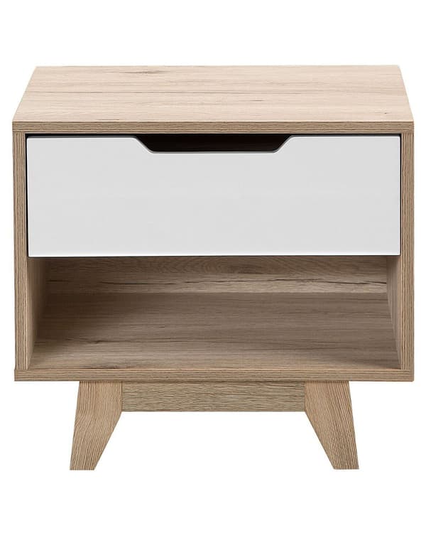 Nattbord Lyst tre Hvit 1 skuff 1 åpen hylle Minimalistisk og moderne stil Sidebord Soverom