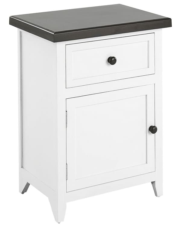 Nattbord Hvit Brun MDF 40 x 30 x 55 cm Skuffeskap Nattbord Soverom Retro Tradisjonell