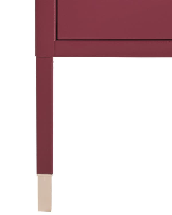 Nattbord Mørkerød Stål 51 x 45 x 35 cm Nettingdør Møbel med oppbevaring Soverom Industrielt Retro