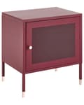 Miniatyrbilde 1 av 9: Nattbord Mørkerød Stål 51 x 45 x 35 cm Nettingdør Møbel med oppbevaring Soverom Industrielt Retro