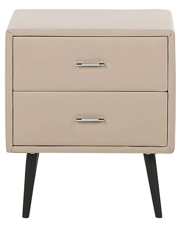 Nattbord Beige Polstring Kunstskinn 2 Skuffer Nattbord Minimalistisk Moderne Design