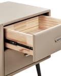 Miniatyrbilde 6 av 8: Nattbord Beige Polstring Kunstskinn 2 Skuffer Nattbord Minimalistisk Moderne Design