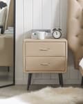 Miniatyrbilde 2 av 8: Nattbord Beige Polstring Kunstskinn 2 Skuffer Nattbord Minimalistisk Moderne Design