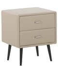 Miniatyrbilde 1 av 8: Nattbord Beige Polstring Kunstskinn 2 Skuffer Nattbord Minimalistisk Moderne Design