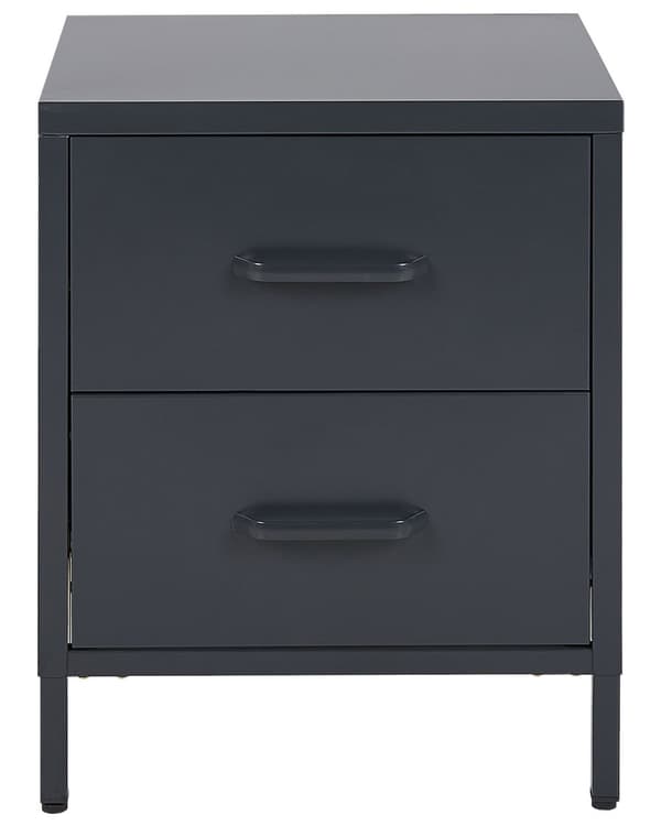 Nattbord Grafitt Stål 43 x 40 cm Industriell design 2 skuffer Soverom Oppbevaring