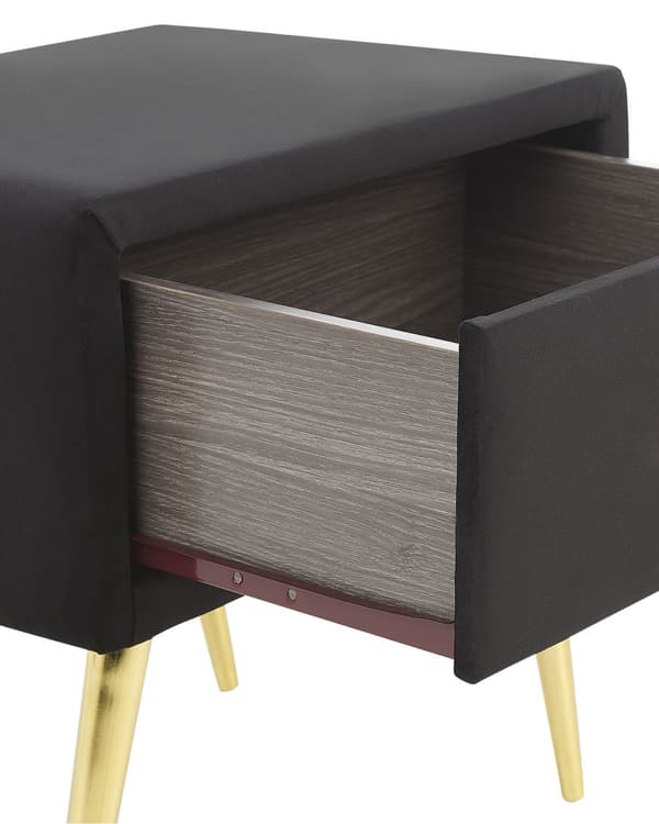 Yöpöytä musta 46 x 49 x 38 cm sametti puu rauta laatikko glamour moderni retro