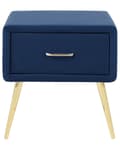 Miniatyrbillede 4 af 9: Sengebord Guld Blå Velour Metalben 49 x 46 x 38 cm Design Natbord med Skuffe Minimalistisk Design Soveværelsesmøbler Tilbehør