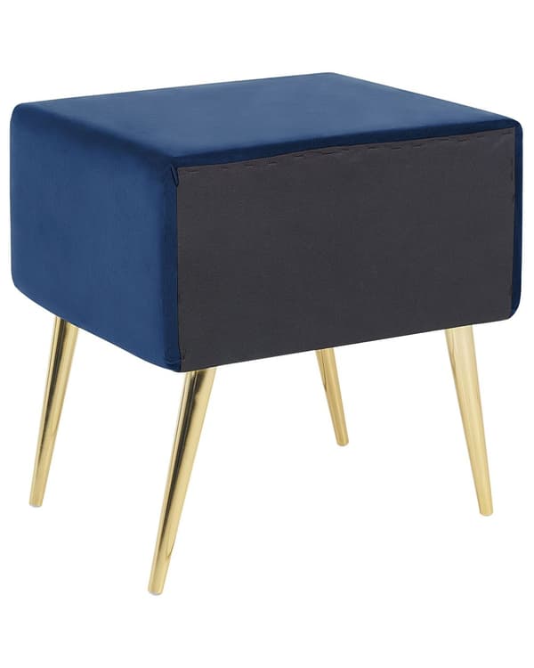 Nattbord Marineblå Blå Fløyel Polstring 1 Skuff Minimalistisk Soveromsmøbler Soverom