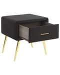 Miniatyrbilde 5 av 9: Nattbord Svart Fløyel Polstring 1 Skuff Minimalistisk Soveromsmøbler Soverom