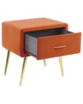 Miniatyrbilde 5 av 9: Nattbord Oransje Fløyel 1 Skuff Minimalistisk Soverom Soveromsmøbler