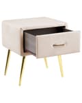 Miniatyrbilde 5 av 9: Nattbord Beige Fløyel Polstring 1 Skuff Minimalistisk Soveromsmøbler Soverom