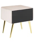 Miniatyrbilde 6 av 9: Nattbord Beige Fløyel Polstring 1 Skuff Minimalistisk Soveromsmøbler Soverom