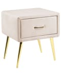 Miniatyrbilde 1 av 9: Nattbord Beige Fløyel Polstring 1 Skuff Minimalistisk Soveromsmøbler Soverom