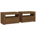 Miniatyrbilde 3 av 11: vidaXL Nattbord 2 stk med LED brun eik 60x35x40 cm
