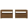 Miniatyrbilde 4 av 11: vidaXL Nattbord 2 stk med LED brun eik 60x35x40 cm