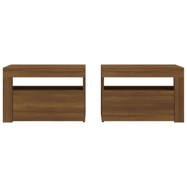 vidaXL Nattbord 2 stk med LED brun eik 60x35x40 cm