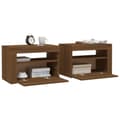 Miniatyrbilde 7 av 11: vidaXL Nattbord 2 stk med LED brun eik 60x35x40 cm