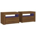 Miniatyrbilde 2 av 11: vidaXL Nattbord 2 stk med LED brun eik 60x35x40 cm
