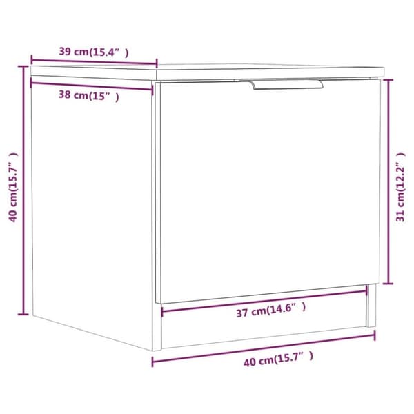 vidaXL sengebord 40x39x40 cm betongrå
