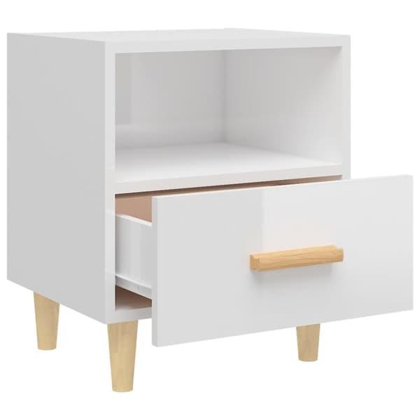 vidaXL sengebord 40x35x47 cm 2 stk. hvid højglans