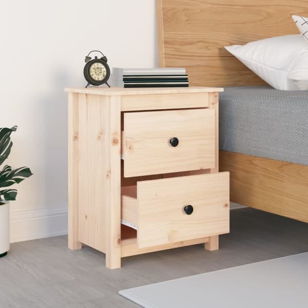vidaXL sengebord 50x35x61,5 cm massivt fyrretræ