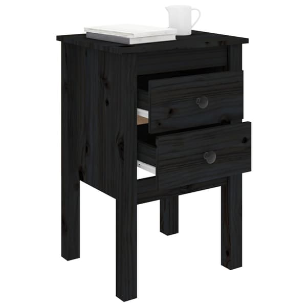 vidaXL sengebord 40x35x61,5 cm massivt fyrretræ sort