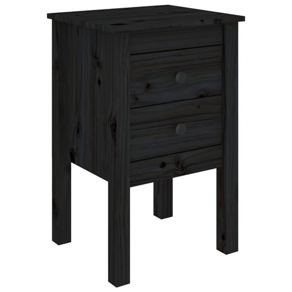 vidaXL sengebord 40x35x61,5 cm massivt fyrretræ sort
