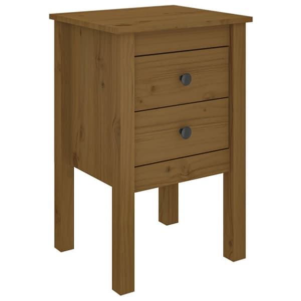 vidaXL sengebord 40x35x61,5 cm massivt fyrretræ gyldenbrun