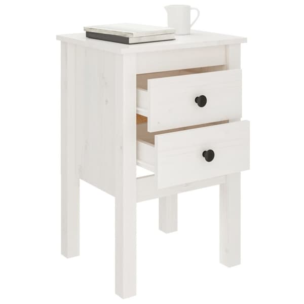 vidaXL sengebord 40x35x61,5 cm massivt fyrretræ hvid