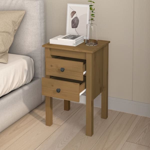 vidaXL Yöpöydät 2 kpl hunajanruskea 40x35x61,5 cm täysi mänty