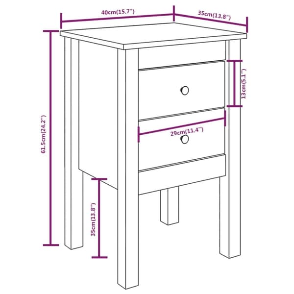 vidaXL Yöpöydät 2 kpl hunajanruskea 40x35x61,5 cm täysi mänty