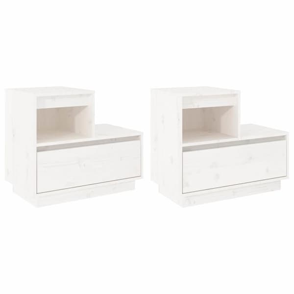 vidaXL sengeborde 2 stk. 60x34x51 cm massivt fyrretræ hvid