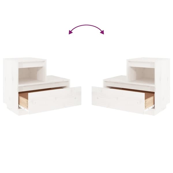 vidaXL sengeborde 2 stk. 60x34x51 cm massivt fyrretræ hvid