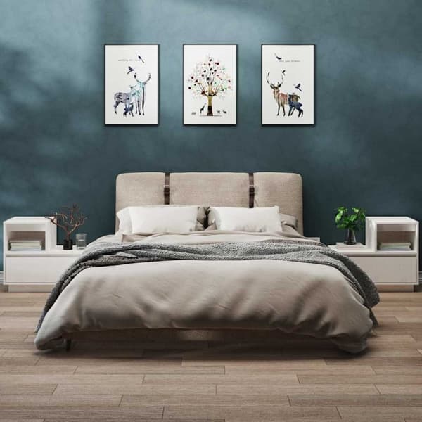 vidaXL sengeborde 2 stk. 60x34x51 cm massivt fyrretræ hvid