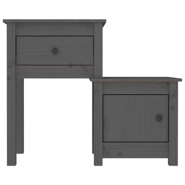 vidaXL sengebord 79,5x38x65,5 cm massivt fyrretræ grå