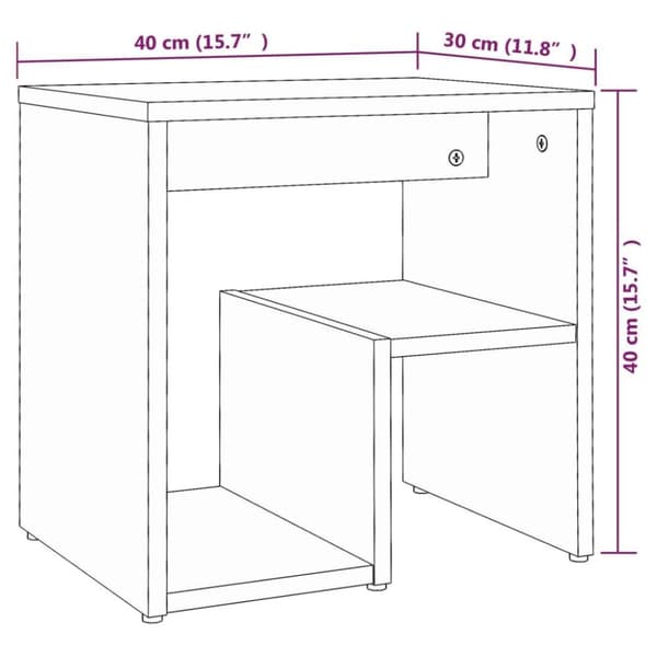 vidaXL sengeborde 2 stk. 40x30x40 cm konstrueret træ grå sonoma-eg