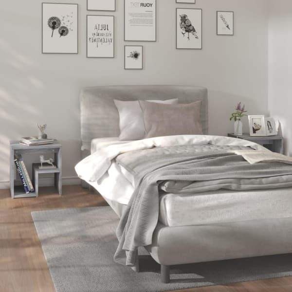 vidaXL sengeborde 2 stk. 40x30x40 cm konstrueret træ grå sonoma-eg